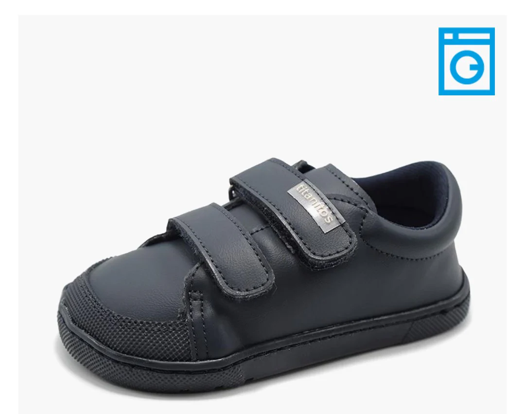 Titanitos deportivas respetuosas Barefoot colegiales azul marino modelo Iván piel lavable - Imagen 2