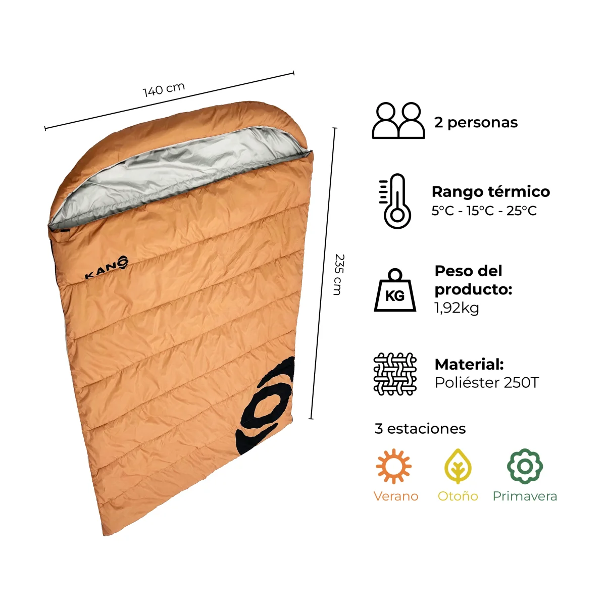 Saco de Dormir Doble Waterproof Provincia - Imagen 5