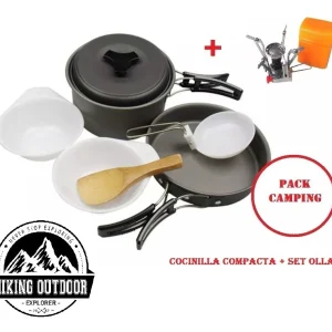 Set Ollas Camping Campsor 1-2 P (Olla+Sarte+Platos+Cuchara+Cucharon+Esponja+Cocinilla)