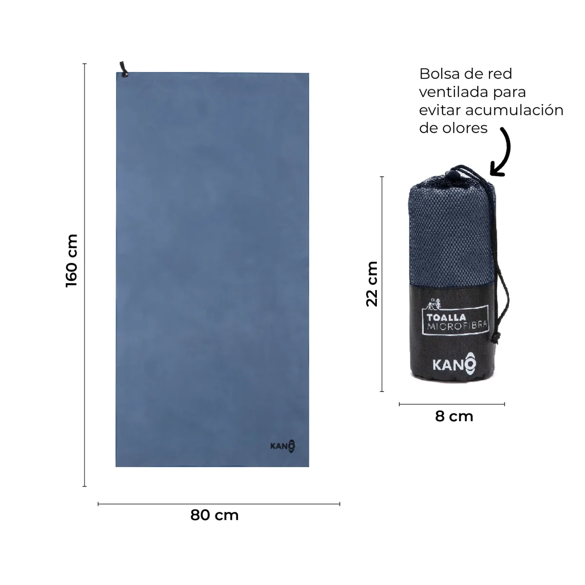 Toalla de Microfibra Kano Gris Azulado Secado Rápido - Imagen 5