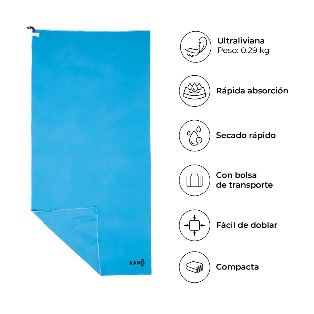 Toalla de Microfibra Azul Secado Rápido - Imagen 5